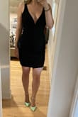 I was nervous about getting this dress, I don't usually wear tight things or so much cleavage but I genuinely loved it! It's very good quality and it holds you in all the right places. Hard to find a bra that works but a little bit of body tape will make sure you're not all over the place. The fabric is great, it's thick. The dress is very elegant and fairly comfortable. Recommend!! - Veronica L.