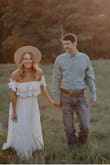 I bought this dress for our wedding anniversary photos but it would be great for engagements too! Or even a shower. Love how flowy it is. The SLIGHTEST but see through but just wear nude shareware and it was fine. - Lindsey R.