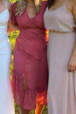 Pictures didn't clearly show the slit that went all the way to my waist. I had to get it sewn because it was very bad. Also very low up top if you have a large chest. Got lots of compliments on it! - Dakota B.