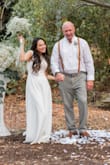 The material was thick and didn't feel cheap at all.  I did have to have it hemmed 2 inches and that cost $60 so expect to pay extra for alterations. I felt very confident in this dress and highly recommend it if this is the simple look you're going for. - Elizabeth A.