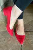I love this pair of shoes! They are a staple to my outfit and the bold color makes them pop out! I have received many compliments! They are comfortable, good material, and are true to size, might even say they are a little big but I have a skinny foot. If you buy them, you won't regret it! - Aurora G.