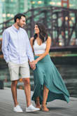 This skirt was perfect for my engagement pics!! Love the color, and it's so flowy and comfortable. 4 stars only because the material gets wrinkled super easily&. Prob wouldn't wear if I had to sit down for a long time. - Julie V.