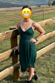 I purchased this dress to wear to an outdoor wedding and it did not disappoint! The fit was perfect (I'd read reviews that the top was a little too snug around the bust/ribcage, but it felt great on me) and the material is gorgeous. The lined top is thick enough that I could comfortably go braless. 
The bottom portion of the dress was roomy so it hid any potential panty lines and the pleats in front cover the tummy which meant I felt comfortable even after my second (OK, third) trip to the mashed potato bar. 
My only two notes of caution are that the material wrinkles FAST, so be sure to steam it right before your event. And the wrap portion in the front doesn't connect so there's a chance the front could fly open if the wind blows in the wrong direction. 
I'm already planning to wear this dress to an event next year. Do not regret getting this at all! - Saleema L.