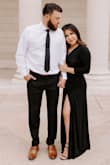 I preferred this dress for my engagement photos and it was absolutely perfect! I typically wear a M and ordered a M. I am short but with heels it fit perfectly and gave my dress the flow I was looking for. It does have stretch to it so I feel it would fit any body type perfectly! - Lesette C.