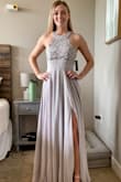 I absolutely LOVE this dress! I thought it would be my second choice, but as soon as I tried it on, my mind completely changed. It fits perfectly and I love the color. It's a classic dress with a twist due to the unique grey. - Madeline H.