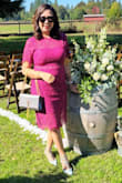 I wore in the wedding and got a lot of compliments. I'm typically medium but I decided to order large this time since I'm 11 weeks pregnant.  Love the color, length and everything on this dress. - Karla L.
