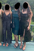 Originally got the medium and it looked a bit hoochie on me so opted for the large, way better, under slip would sometimes ride up but it's bearable. Attached medium and large for reference - Jessica C.
