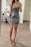 This dress fit perfect and I felt like a sparkly disco ball all night. Not itchy or uncomfortable, stayed up as I danced the night away with no bothersome tugging and best part & didn't need a bra! So many compliments as well. Highly recommend for a fun but simple dress - Luci H.