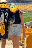 I bought this just because it was on sale, but it's now onw of my favorite tops! I was skeptical about the shoulder pads, but they are quite slimming with a pair of high waisted shorts. - Elena C.
