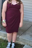 My daughter is slightly plus sized and this dress was a perfect fit. Very flattering! She wore it to homecoming and said it was very comfortable to wear. The color was beautiful too. Very well made dress. The shipping was fast and on time with a 3 day shipment. One little problem was the straps were very long, but it was a super easy fix. - Amy O.