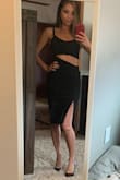 Love the cut of this dress. I originally ordered an xs. This is the only item I have had to size up as there is not a ton of stretch and no zipper to get on and off. The S fit great - Meghan J.