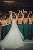 I was the Bride, but I told my bridesmaids to pick this color ins specific. Most of them (4 out of my 5) picked this model and I can tell why! The backline is absolutely hot stunning! Very flattering! I noticed how happy and comfortable they were during my whole wedding day. Design is also a fresh option for hot summer weddings, dress is flowy and materials are lightweight. The only con: They needed help to tie each others back because it was kind of tricky; but all that tying brings up good support and cover for the chest, so you don't really need any special bra if you're a C cup or under. The torso of this dress is completely adjustable to any back-size. Overall a gorgeous dress option for your bridesmaids. GET IT! - Alejandra Y.