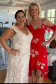 Perfect, flowy dress for an outside wedding. Photographed beautifully because of the bright color red. Fits a little snug and absolutely zero stretch so size up if you're on the fence! Also I'm a small B and probably couldn't have had a bigger bust and the dress still fit. - Meggie T.