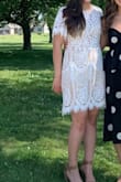 Wore this dress to my engagement party in the summer. Very elegant and beautiful! I really loved the sleeves and opening on the back. Great modest fit! Maybe a belt around the waist would make it look more fitted, but I was very pleased. - Aleena D.
