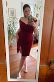 Material feels sturdy and thick, and dress is well constructed. Super sexy, but still holds everything in, even without a bra, which for me is crazy. Definitely shows any lumps or bumps since it's a bodycon, just be aware. - Emily H.