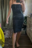 Love it! The dress is super soft and just stretchy enough to be comfortable. It's very easy to move in and not restrictive at all. I wanted a simple yet classy dress for a wedding I will be a guest at and can't wait to wear it! It's also lined so I don't have thong or bra lines. I have a small bust but I think even in this size with a bigger one it will stretch to accommodate and accentuate you curves! Very flattering neckline and really accentuates my waist and booty, makes me look curvier than I am. 
Also regarding the length, since I am average height I was concerned that it would be a bit long on me and hit me mid shin, which I personally am not a fan of as it makes my legs look shorter. This dress does not! The hem is right below my knee and the side slit is perfect, not too high when walking or dancing.
Also, the straps are adjustable!
 Overall I really couldn't be happier! Especially for the price, this is a quality dress. Hope this helps! - Leah T.
