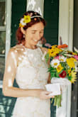 My wedding dress!! I tried several different styles and this was the winner. I got the XS and it fit like a glove. it was a LITTLE bit of a squeeze to get it over the hips, but it fits my waistline perfectly and it's comfortable once it's on. Returns and exchanges were also quick and easy.

Everyone wanted to know where I found such a perfect dress and couldn't believe I got it online. And my husband loved it!

My only word of advice is that the cream colored liner was PERFECT on me because I have pretty fair skin - this is actually me with a summer tan - but it might not work as well on darker skin tones. - Juliana O.