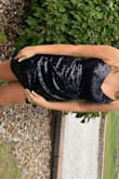 My daughter wore this to homecoming and it fit great a bit short but no surprise on her 5'10 frame. Lots of sparkle and very pretty. - Sonya S.