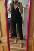 Wayyyyyy too short. I am between 5'9" and 5'10", and it was just way too short lol. Also, I have very long legs and the pants were made for very short people. The waist was halfway down my butt lol. Jumpsuits are just so difficult for tall people, I wish Lulus had a tall section :( - Samantha H.