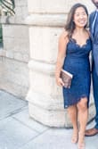 I received so many compliments on this dress! The lace is so pretty! I thought the extra frilly stuff on the chest was a little too much but overall great fit! Love how it was snug on me- just enough room to have a blast on the dance floor at a friend's wedding. The slit and A-line def gives a pop to the dress! I didn't need to wear a bra but I wore some silicone adhesive ones and it did its job! - Benny K.