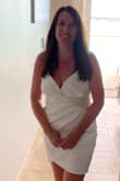 This dress was amazing and fit my body perfectly. I wore this dress in September in Turks and Caicos for my 20 yr. Wedding Renewal. It was so light and comfortable and perfect for a beach wedding! - Mary V.