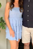 I wore this to a rehearsal dinner in the summer and it was perfect. the material is light and flowy, and the length was perfect. My only complaint is that it wrinkles easily, but the wrinkles come out easily too. I just ran a steamer over it and the wrinkles came out instantly. I would recommend this dress to anyone :) - Christina H.