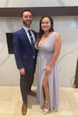 Wore this to a wedding. Really liked the sexy slit in the leg. I needed it hemmed, so you may notice that we used the hemmed off part to put a design in the cleavage region because it just looked like way too much boob with the deep V on me. The material bunched in the waist as well which made it really hard to zip up. Did not need to wear a bra with this dress either, even boob tape got in the way so I removed it part way through the night. - Lauren S.