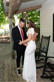 This dress was way better than I imagined when I ordered it! Perfectly simple and beautiful! Stretches and is comfortable. The front slit was a little high for me but moving up to a medium made it too baggy. I ended up ordering a small and medium and wore the small. - Trisha B.