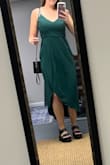 Absolutely love this dress!! Wore it to a wedding in the fall, and it's so flattering. My only complaint would be that if you have to walk fast, the slit tends to open up a little too much so I would recommend holding it closed while walking haha and it does take some adjusting when seated so the slit doesn't open up, but otherwise I'm in love with this dress. I felt so beautiful. - Natalie S.