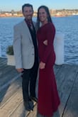 Bought this for a fall wedding in Newport RI. I have an athletic build with hip. Fit like a glove. Ordered a medium. I had to wear 3 inch heals to avoid a hem. No bra needed used pedals. Material was perfect double layer. Good quality dress. Color was a rich burgundy. - Brooke C.