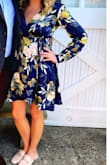 I wore this dress to an outside fall wedding and it was perfect. The material didn't wrinkle and the tie around the waist helps to adjust size. My only complaint was I had to use fashion tape to keep the top in place because it was slightly too big. - Alyssa S.