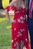 Wore this for a July 4th wedding in Charleston, SC! The dress fit well and I felt great wearing it. Since I am 5'4'', I wore convertible heels and started off with a 4" block heel at the beginning of the event, then transitioned to the flat setting for the reception. Dress length worked great for both shoe heights, which was a pleasant surprise. - Lindsey S.