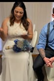 I had ordered and tried on a few dresses but with a 2 week time line we were in a crunch. I am pregnant so finding something I would be comfortable in was difficult until I found this dress. A friend recommended this site to me and I was able to order it and get it in 2 days! I did have to get it altered because I am short but it came in on a Tuesday and was altered to my height by Thursday and ready for our wedding that Saturday. The reviews helped so much. Definitely worth it! - Ashley C.