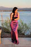 This dress is so great! I purchased this for a wedding in Portland and it was perfect for colder weather. I found it ran a little large but since it was a bit heavier (two layers of fabric) it hung on my body well. I received several compliments on the dress and the color is just beautiful (especially at sunset). You won't regret this purchase - Olivia M.