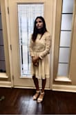 Very high quality materials and craftsmanship, at 1/3 of the price you'd expect. Fit perfectly for 13 year old for confirmation. Very elegant style. Buy this and you won't regret it, don't forget to use their sizing tool and checkout photos by other reviewers with similar bodies. It was not nearly as short at the thigh like the model shown. Sorry our photos are not excellent, she's 13, only poses for her own selfies and she had to wear a Valero to cover shoulders for event. - Crystal C.