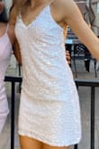 This dress was so perfect for homecoming! It's a great length and I love the sequins on it! The only issue I had was the straps were just a bit loose on me so I got them altered but besides that the dress was perfect! I also usually wear smalls in dresses but the Xsmall actually fit better, so if your between sizes I'd go with the smaller one (or just order both sizes and return the one that doesn't fit, that's what I did)! Overall I LOVED this dress, for sure recommend! - Alyssa G.