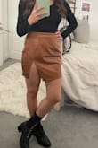 This skirt is perfect for fall and I am sure I'll be wearing it a lot. I definitely don't have big hips, so there is space even in the small for more hip as you can kind of see where is wrinkled a bit. Doesn't bother me though! Love it! - Megan R.