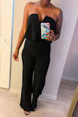 I wore this for a formal fall wedding. I felt gorgeous in it. I'm a member of the itty bitty community so I opted to wear a push up strapless bra too. It fit great everywhere except the bust and I had to keep pulling the top up while dancing. It's rare I find jumpsuit long enough, I wore 2 1/2in heels and it was perfect. - Erika W.