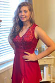 Dress was overall good, ran a bit big in the bust but a few stitches fixed that. Overall pleased and not sure I would have changed sizes just because I wouldn't want it any shorter. Loved it. - Laci L.