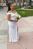 A perfect dress to walk down the aisle if you're keeping it simple. Runs a little small I usually wear a medium but I ordered a large because it was sold out. Surprisingly the large fit snug still wouldn't size down. - Caroline W.
