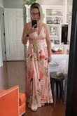 It's such a beautiful dress! Love the fabric, the color and print ! I bought for a wedding in Florida this weekend, I can't wait to wear it! The bodice fits perfectly however it's very long. I had to have it shortened. - Kelly C.