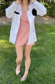 I wore this dress for my white coat ceremony for medical school. Super cute. Not too short. Fit really well! - Maria M.