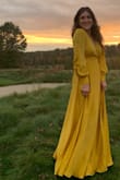 I can't even count how many compliments I got on this dress- it was the perfect fall wedding guest dress and I felt absolutely incredible in it. Fits true to size. It is long, so recommend heels if you are not over 5'8". - Hannah C.