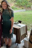 I purchased this dress for an outdoor/barn wedding in East TN in October. It was a little chillier and muddier than anticipated, so I paired it with my cowgirl boots and it worked perfectly. I felt great and got so many compliments! I am all legs, and no torso, so the peek in the middle wasn't as pronounced as it is on the model. - Meghan W.