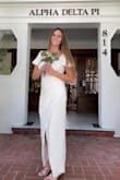 This dress was perfect for my sorority presents! It came in a very timely manner and has an extremely flattering fit. I was worried because I have a bigger bust but this dress had great support. The fabric was extremely comfortable and stretchy. Love the puff sleeves! - Carly F.
