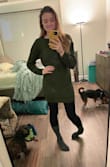The fit is amazing, it is a little tighter at the bottom so the dress stays in place, I'll probably pair it with a chunky black belt to cinch the waist more. - Mia F.