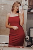 I absolutely love this dress!!! Super flattering and fits almost perfectly! It was a little bit baggy under the armpits but was not noticeable at all once I tightened the straps, so overall it was a perfect fit!! (The slit also adds the perfect touch for something a little fun;) - Katie H.