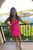 This is such a pretty dress! Wore it for my birthday this past weekend. It's a little snug, but I think if I ordered the next size up, it would have been too big. - Wendy
