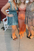 Love this dress and how it fit me. I am a more pear shape and it fit me very nice and was very slimming. I do recommend sizing down a size. Even going down a size the straps were a hair long, but nothing a little tape doesn't clothing tape doesn't fix. I wore this to a wedding and got so many compliments. - Morgan K.