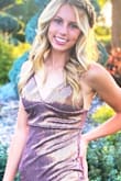 This dress was one of my least favorites of the four ordered online but it was my favorite on. Love the rose gold color and fit. The strap was twisted but didn't have time to exchange it. - Stacy D.